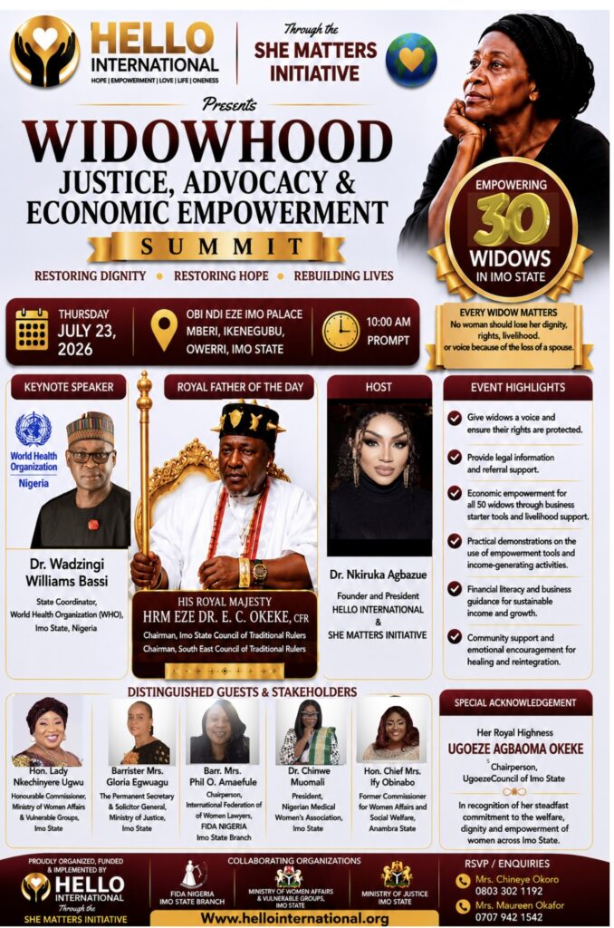 Widowhood Justice & Empowerment Summit programme flyer – She Matters Initiative